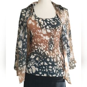 Stylish Print Tank & Blouse Set